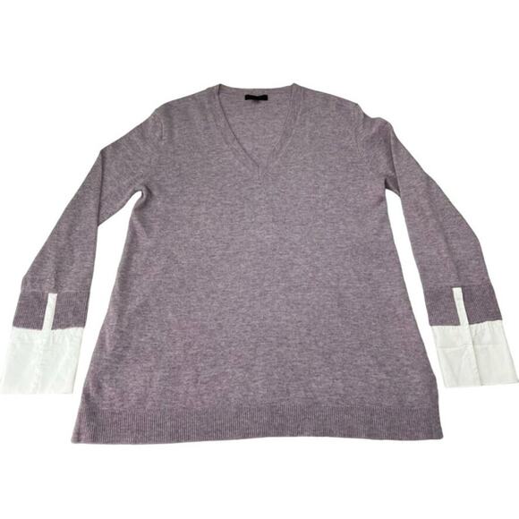 J.Crew Sweater Womens Medium Purple Lilac Wool Blend Long Sleeve V-Neck - Picture 2 of 13